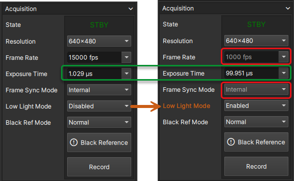 Low Light Settings Comparison