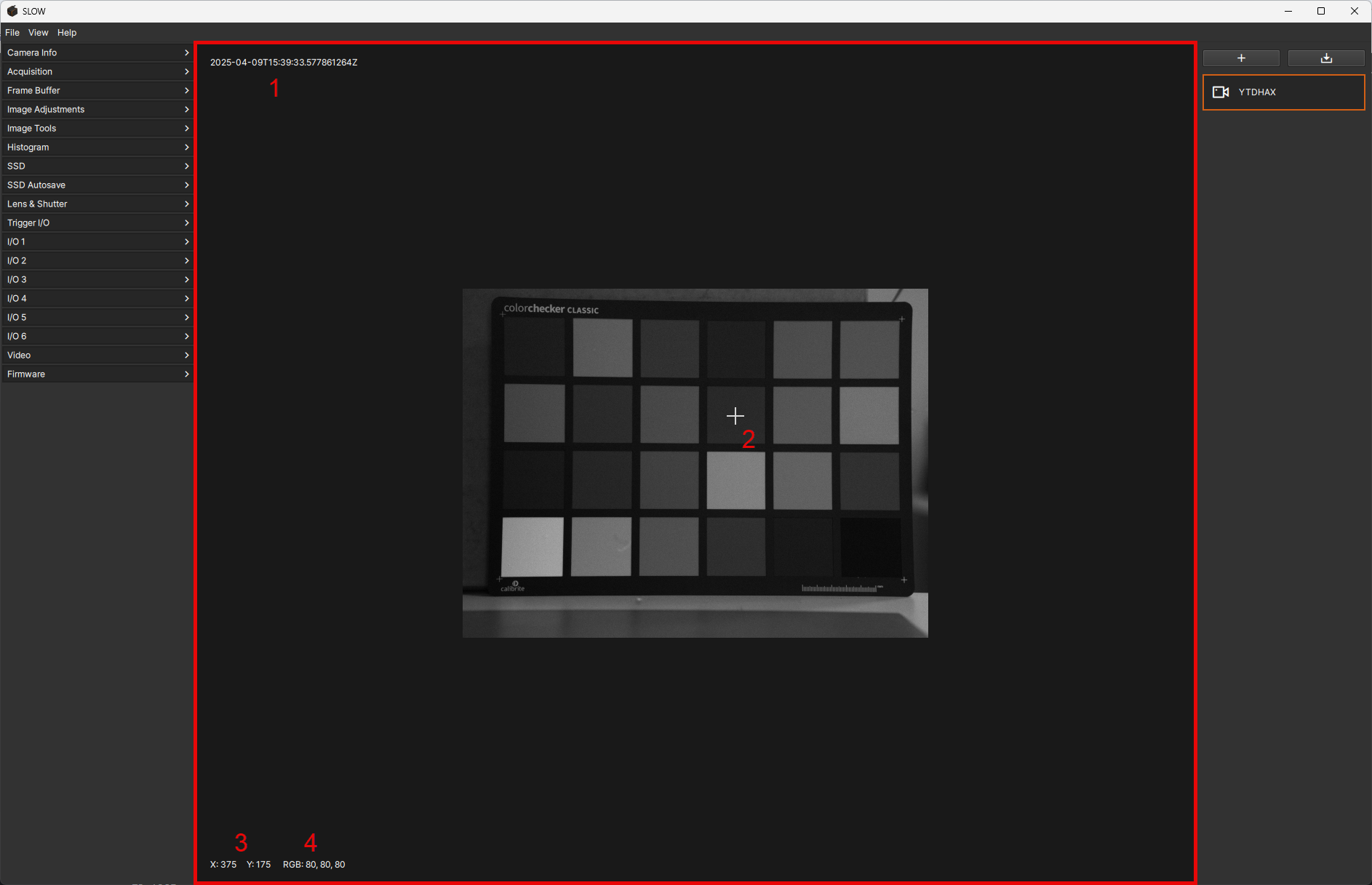 Camera control panes highlighted