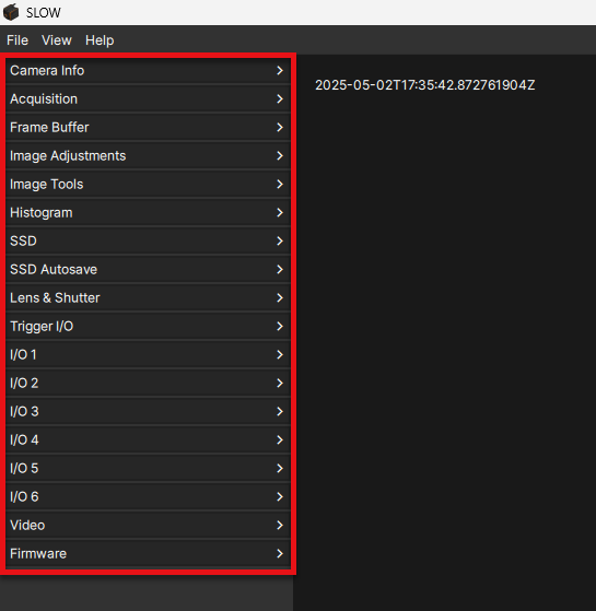 Camera control panes highlighted