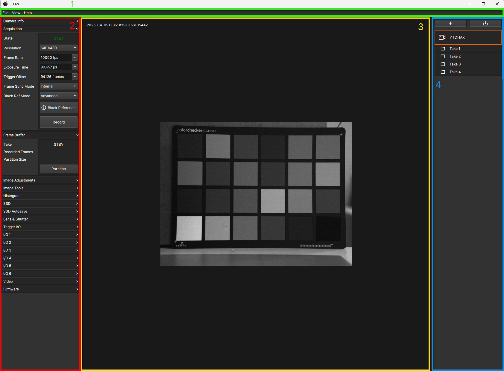 Camera control panes highlighted